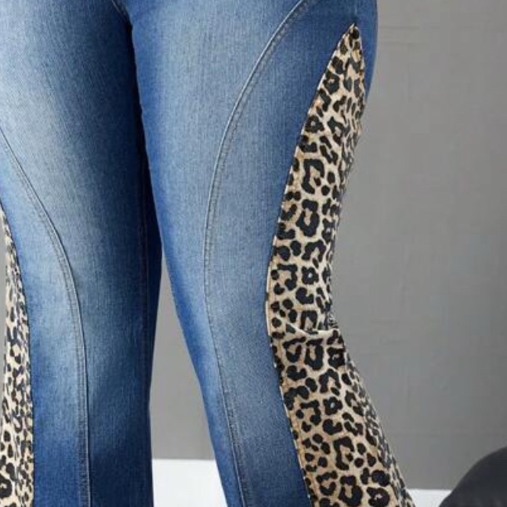 Leopard Patchwork Blue Jeans - image 6